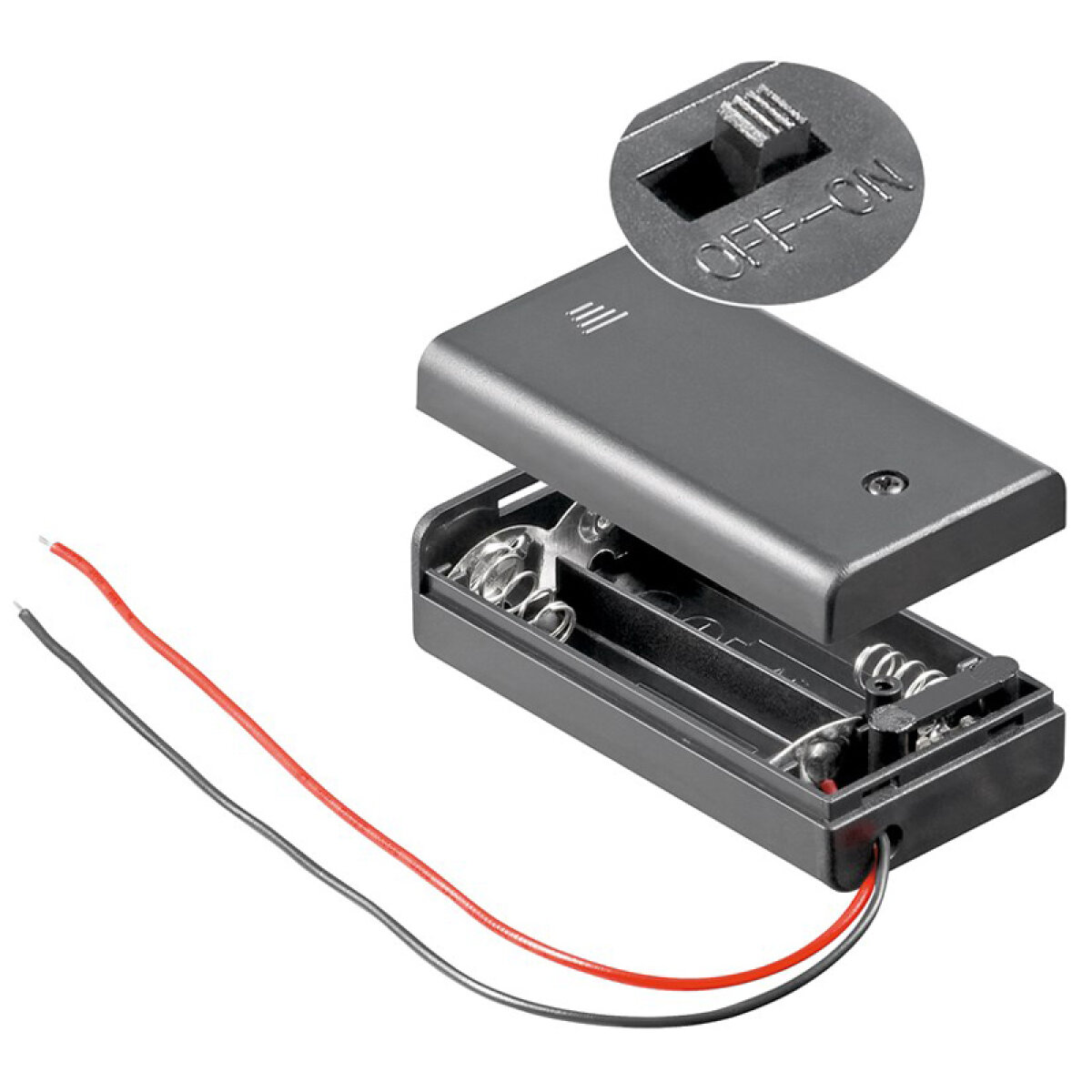 12443 GOOBAY θήκη μπαταρίας με διακόπτη 12443, 2x AA LR6, αδιάβροχη, μαύρη - Image 1