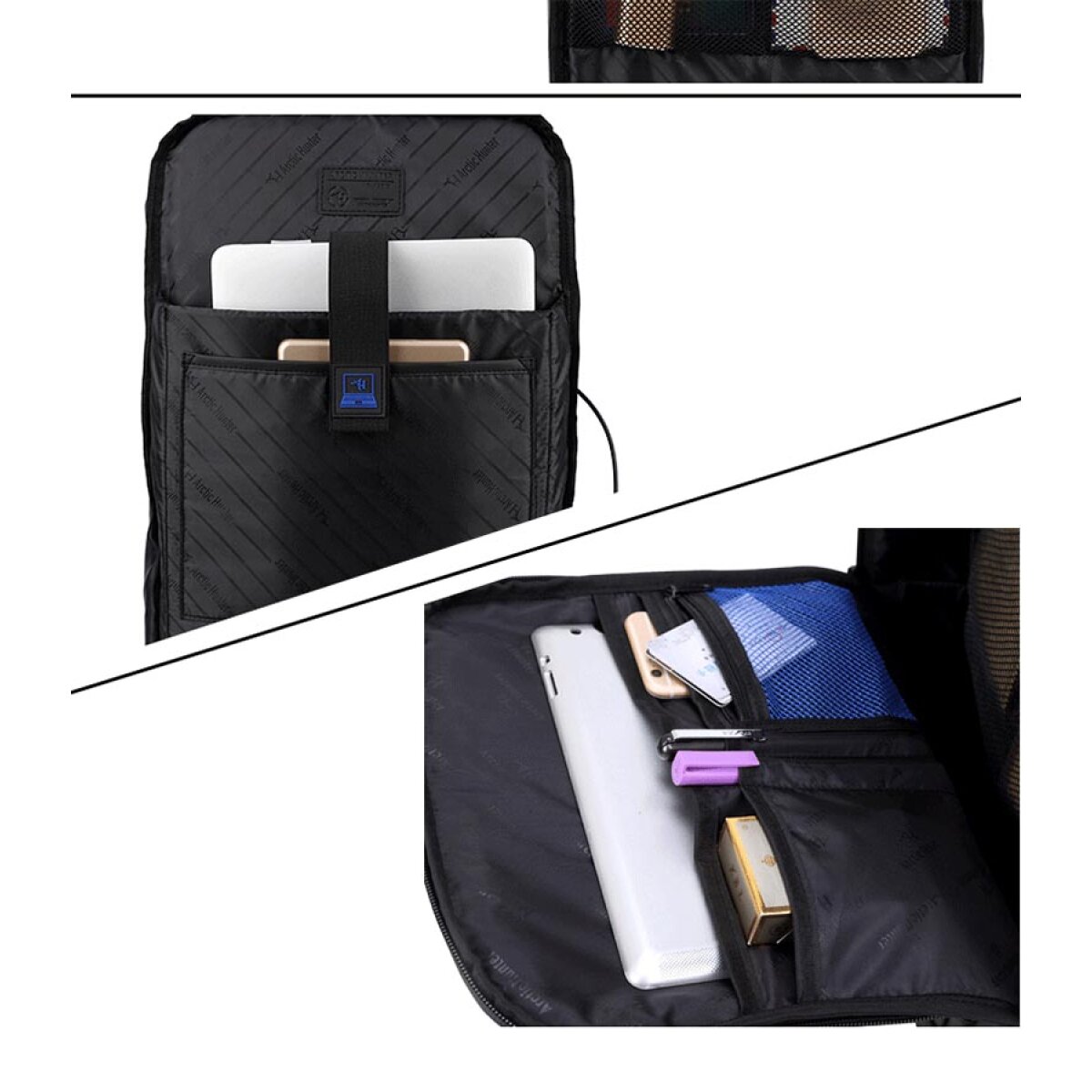 1500346-BK-7 ARCTIC HUNTER τσάντα πλάτης 1500346 με θήκη laptop 15.6", 15L, μαύρη - Image 6