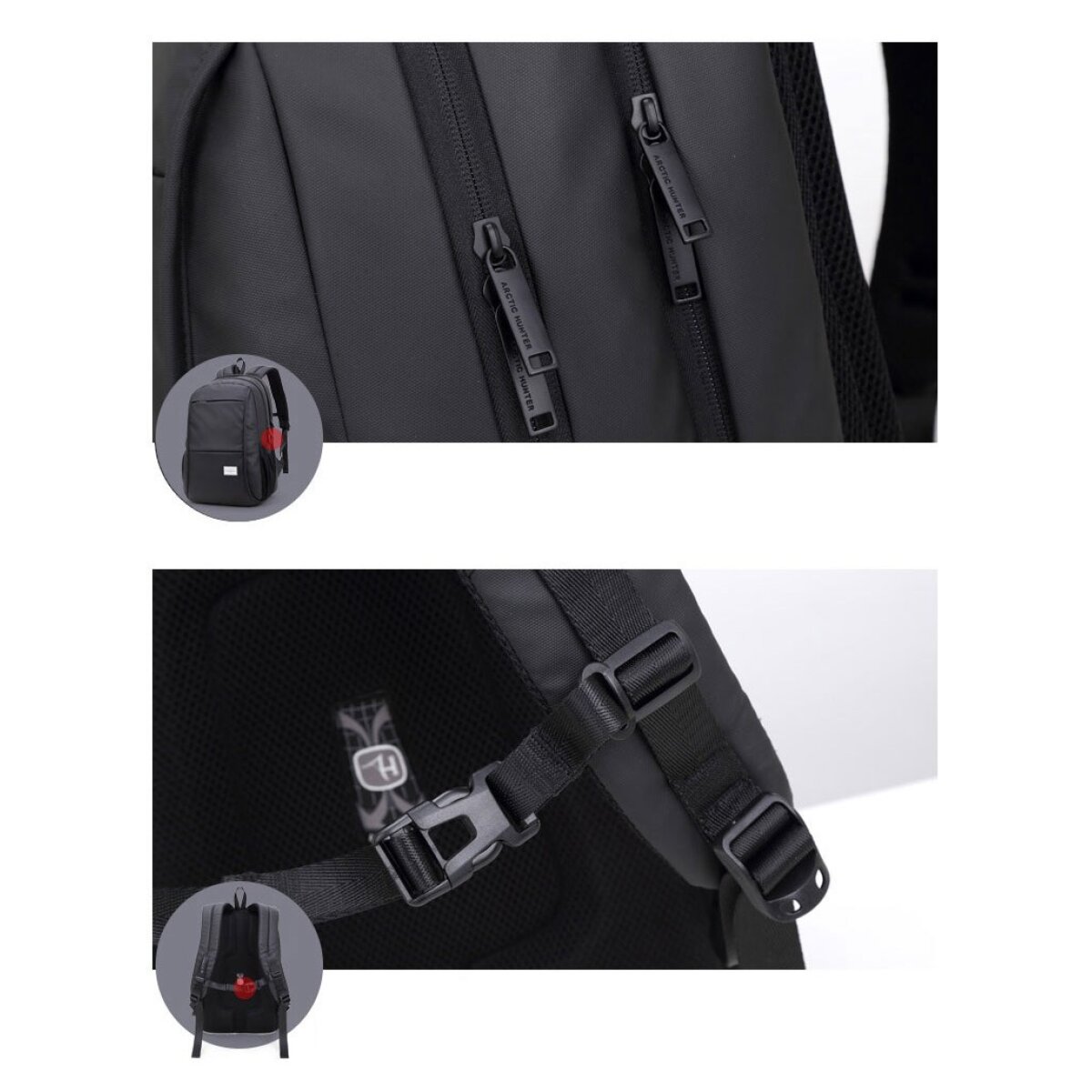 20005-BK-4 ARCTIC HUNTER τσάντα πλάτης 20005 με θήκη laptop 15.6", 26L, μαύρη - Image 5