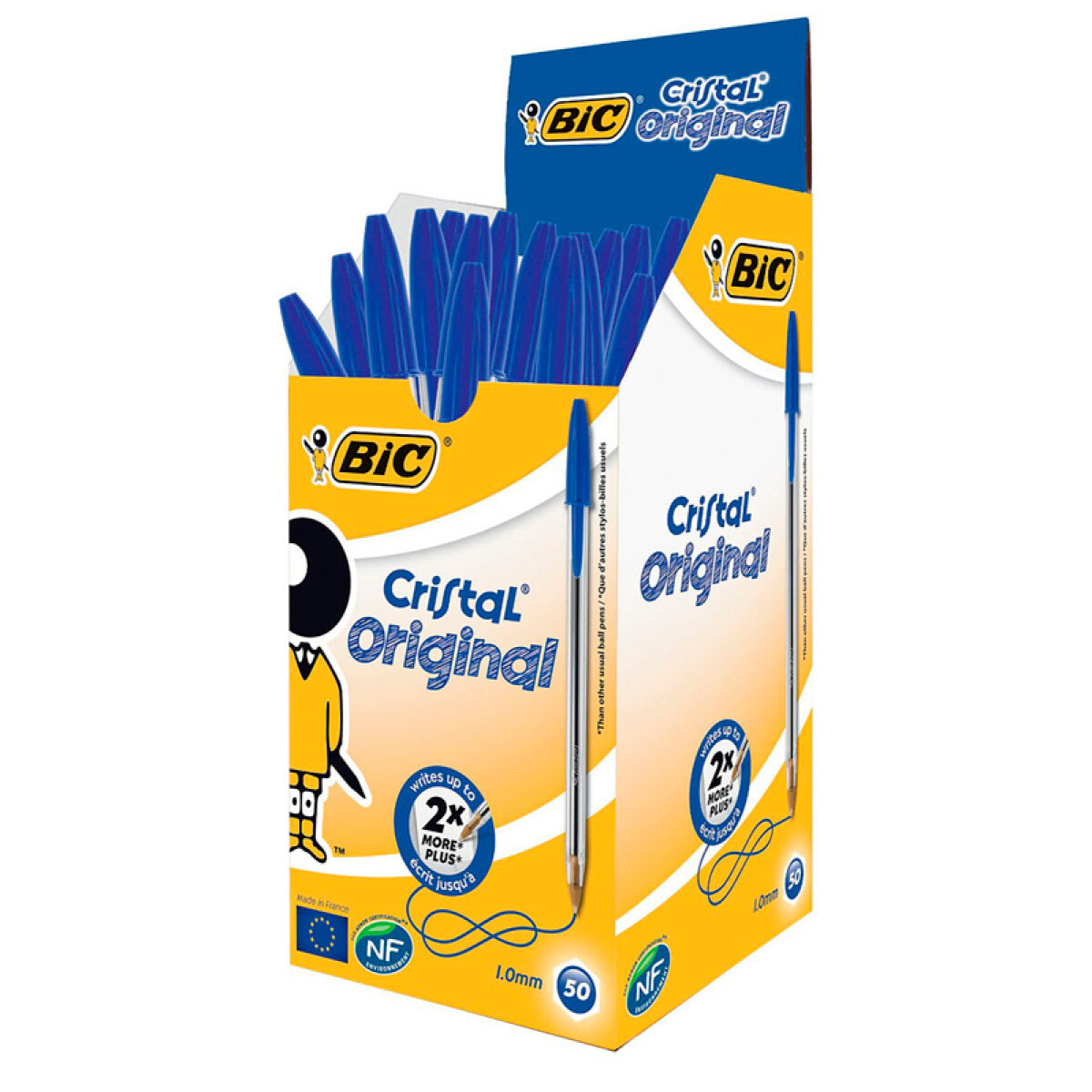 BIC στυλό διαρκείας Cristal με μύτη 1mm, μπλε 50τμχ - Image 1