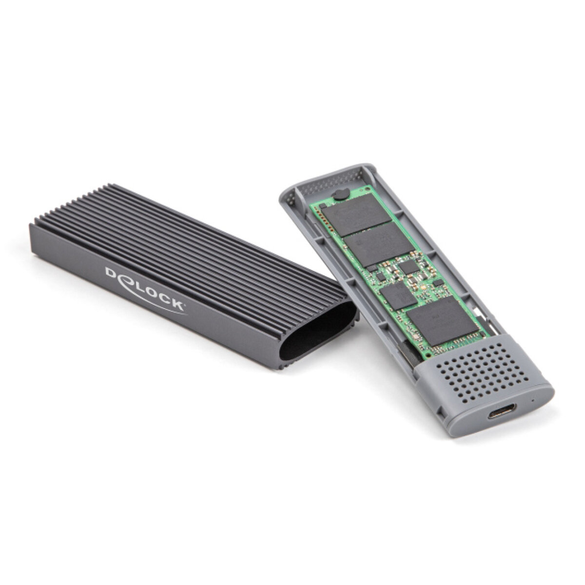 42019-1 DELOCK θήκη για M.2 NVMe PCIe/SATA SSD 42019, tool free, 10Gbps, μαύρη - Image 2