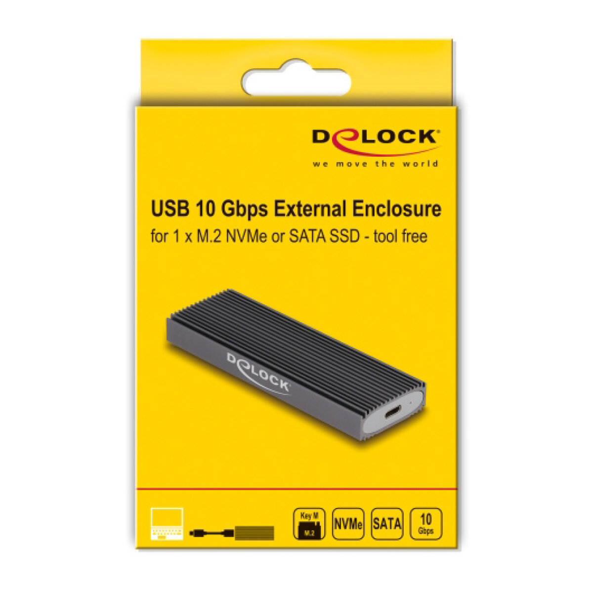 42019-8 DELOCK θήκη για M.2 NVMe PCIe/SATA SSD 42019, tool free, 10Gbps, μαύρη - Image 9