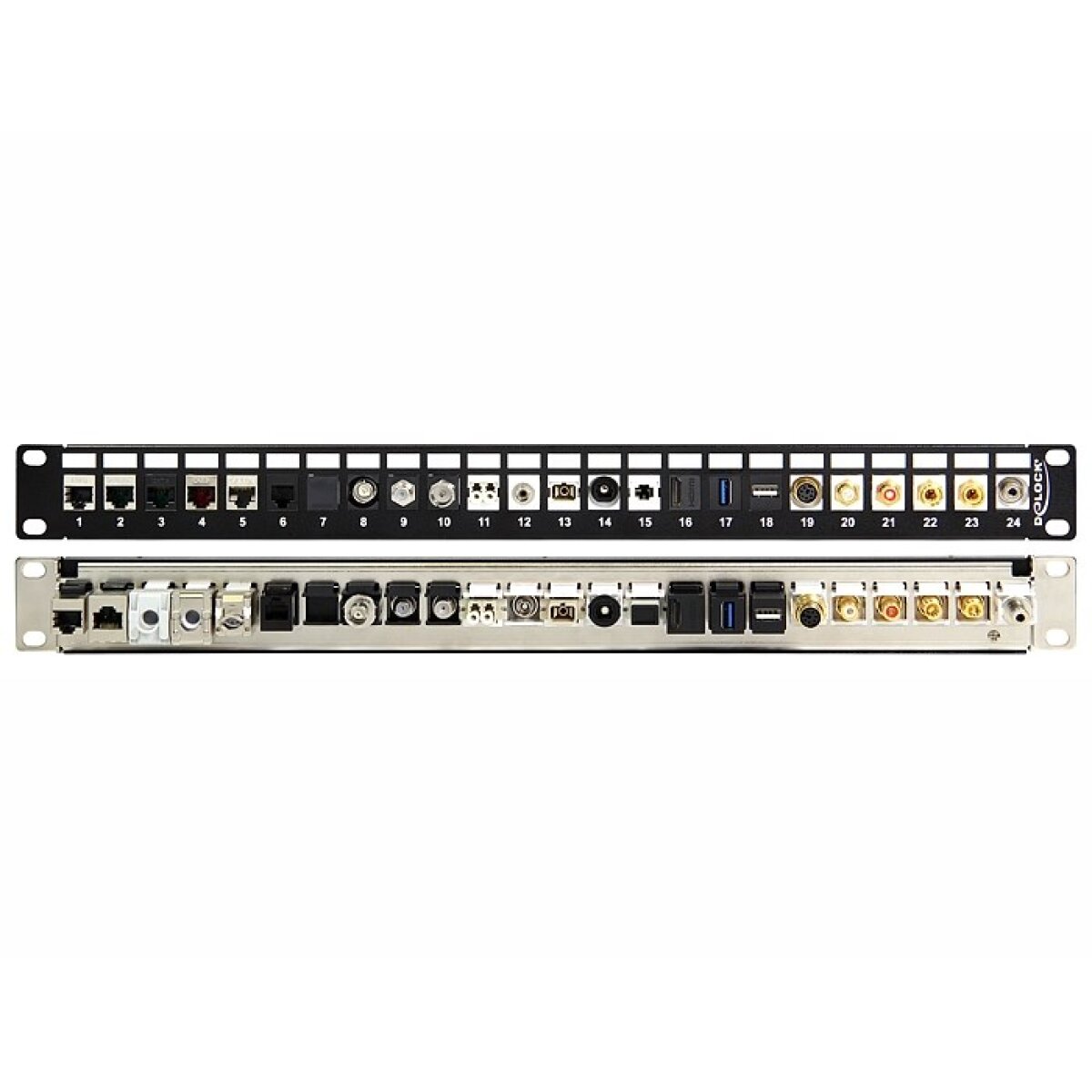 43277-1 DELOCK keystone patch panel 43277, 19"/1U, 24 ports, μαύρο - Image 2