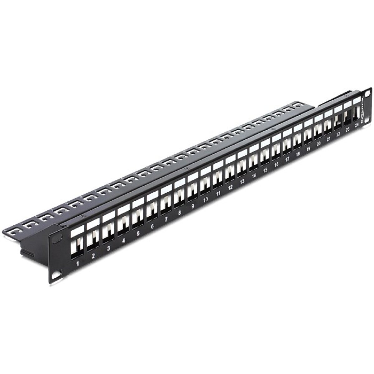 43277 DELOCK keystone patch panel 43277, 19"/1U, 24 ports, μαύρο - Image 1