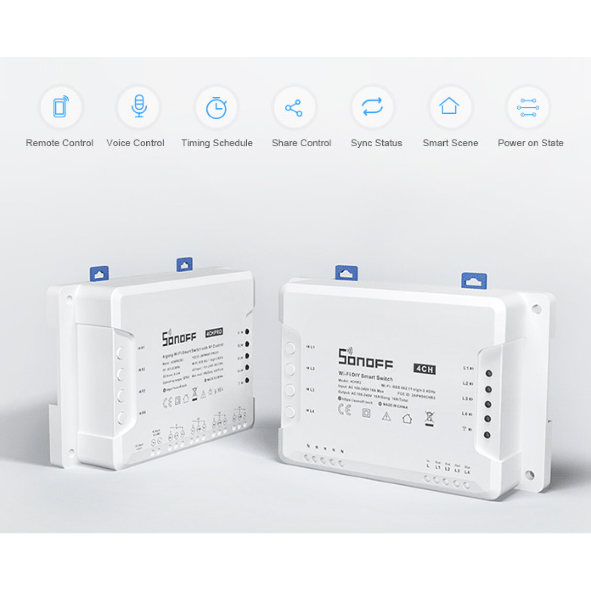 4CHR3-4 SONOFF Smart Διακόπτης WiFi 4CH R3, 4 θέσεων, 16A, λευκός - Image 6
