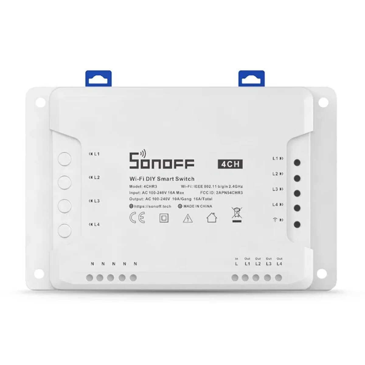 4CHR3-6 SONOFF Smart Διακόπτης WiFi 4CH R3, 4 θέσεων, 16A, λευκός - Image 2