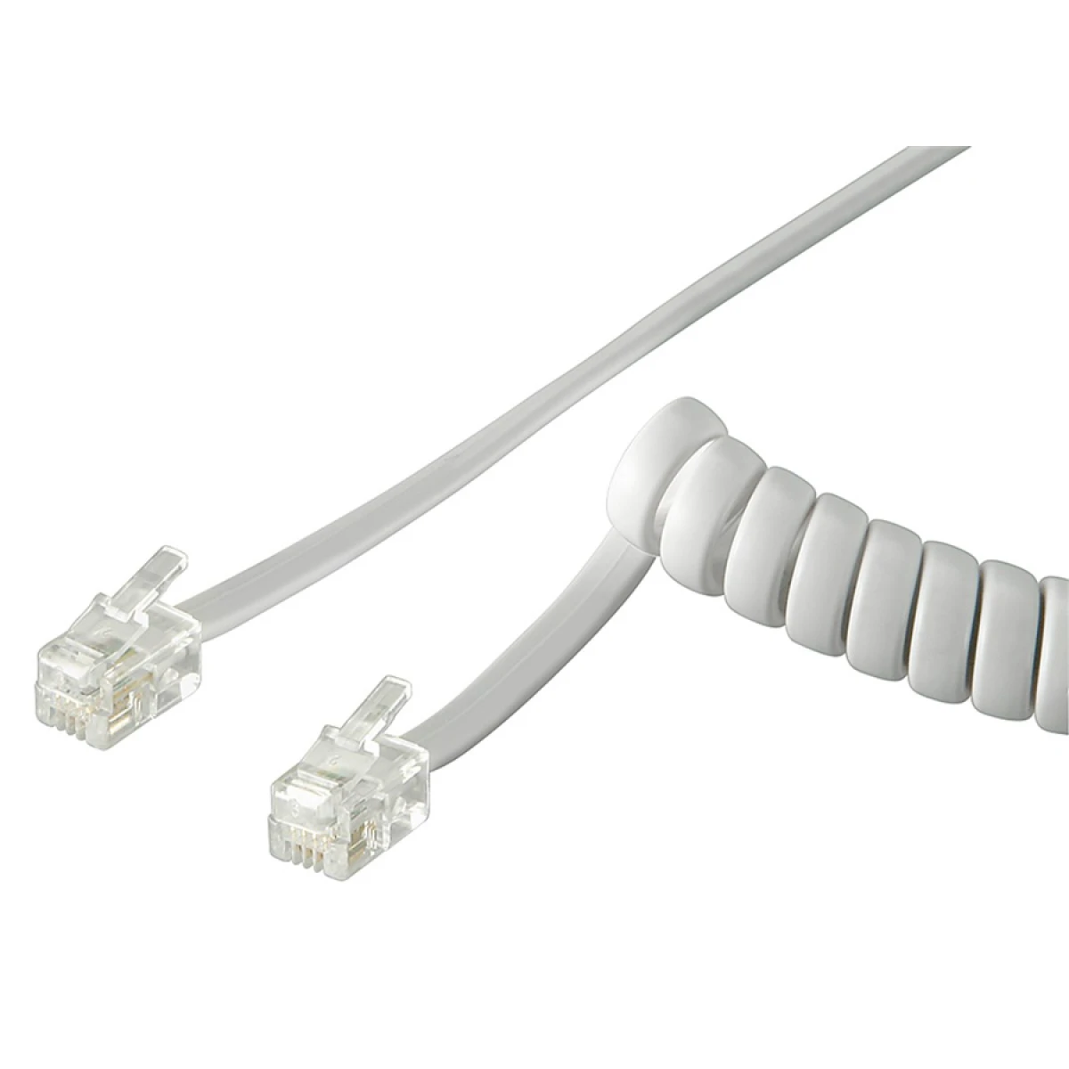 GOOBAY καλώδιο τηλεφώνου 50246, spiral, RJ10 4P4C, CCA, 2m, λευκό - Image 1