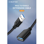 CABLETIME καλώδιο προέκτασης USB CT-AMAFN, 5Gbps, 2m, μαύρο - Image 2