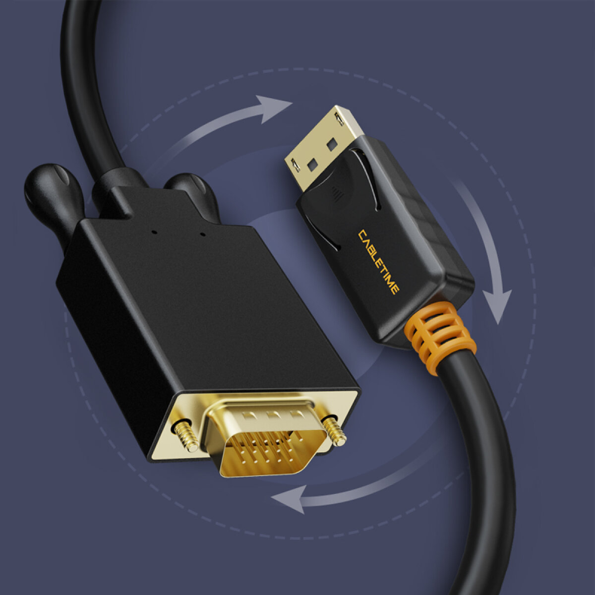 5210131038826-1 CABLETIME καλώδιο DisplayPort σε VGA CT-04G, 1080p, 1.8m, μαύρο - Image 2