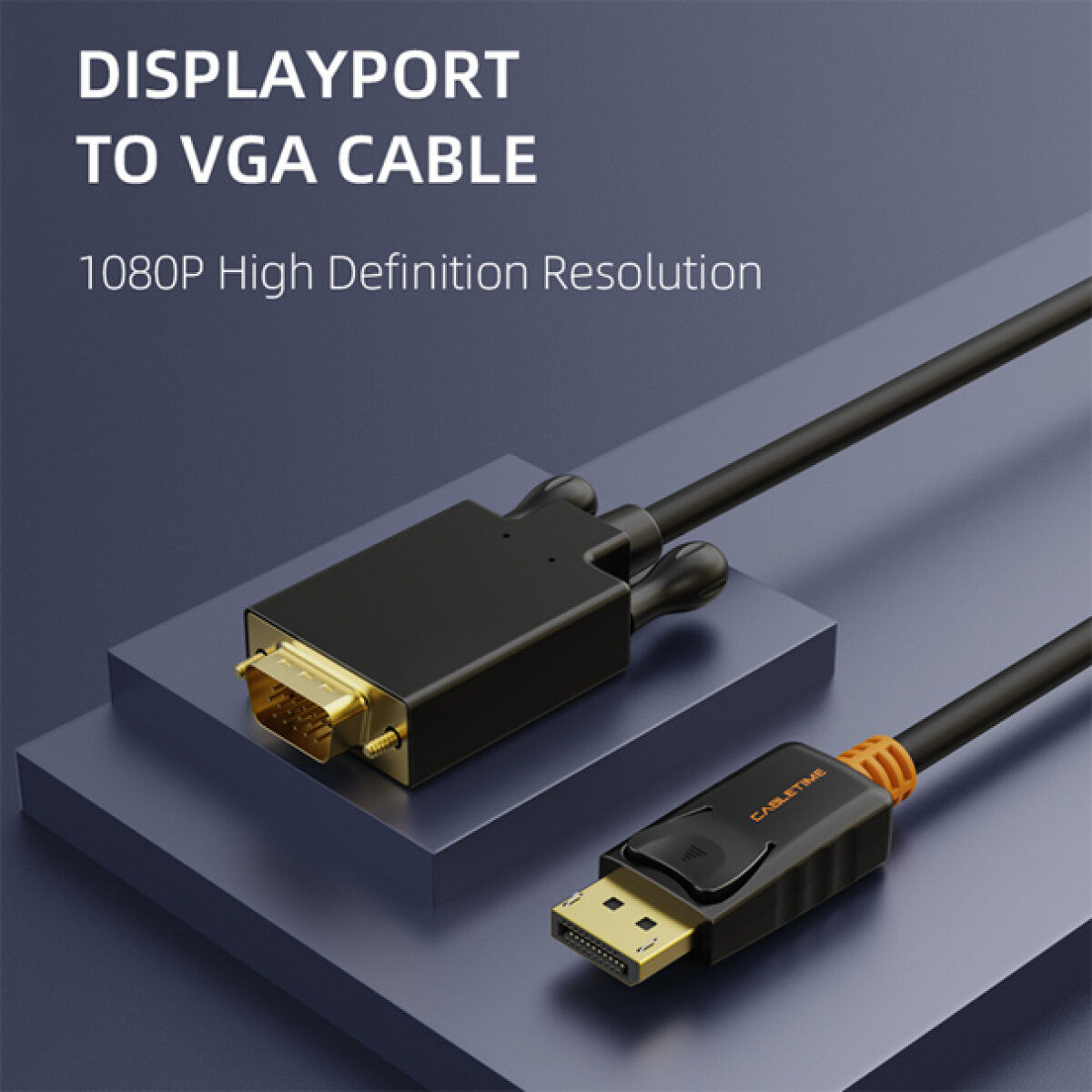 5210131038826-3 CABLETIME καλώδιο DisplayPort σε VGA CT-04G, 1080p, 1.8m, μαύρο - Image 4