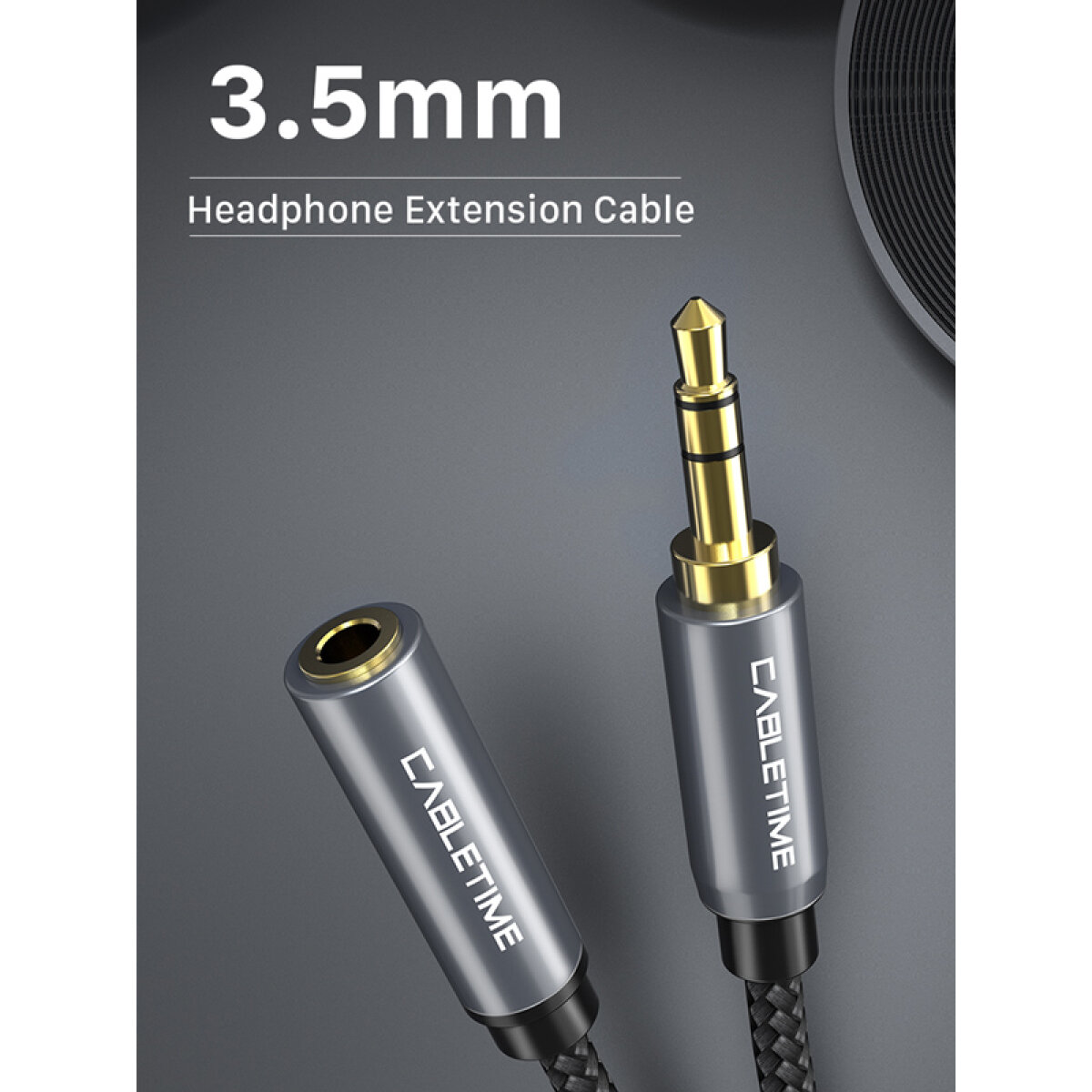 CABLETIME προέκταση καλωδίου ήχου 3.5mm CT-P11F, AUX, 1.8m, μαύρο - Image 2