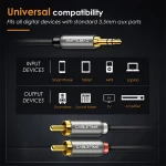 CABLETIME καλώδιο ήχου 3.5mm σε 2x RCA CT-P12G, 1.8m, μαύρο - Image 3