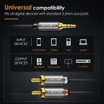 CABLETIME καλώδιο ήχου 3.5mm σε 2x RCA CT-P12G, 5m, μαύρο - Image 3