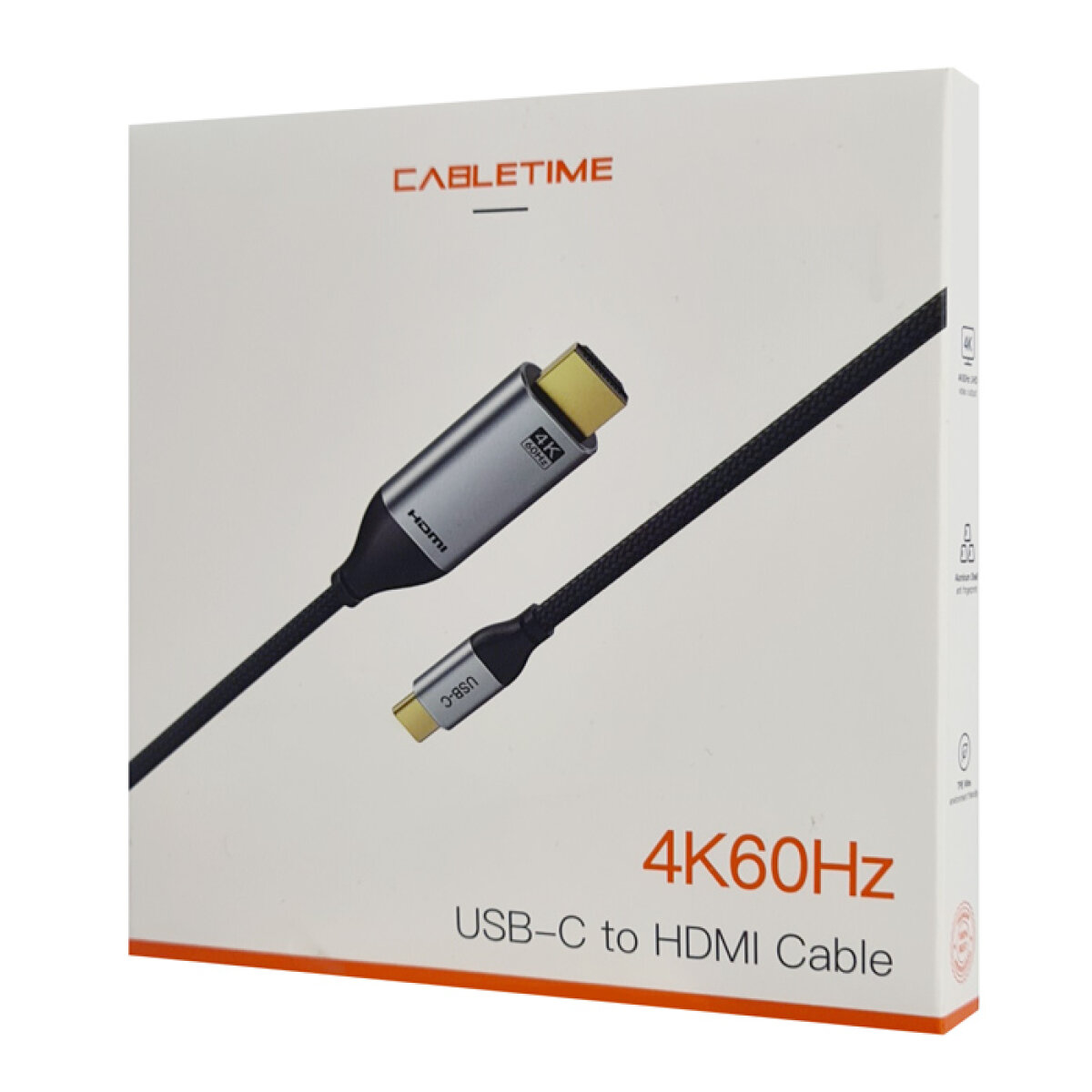 5210131055984-2 CABLETIME καλώδιο USB-C σε HDMI CT-CMHD2, 4K/60Hz, 5m, μαύρο - Image 3