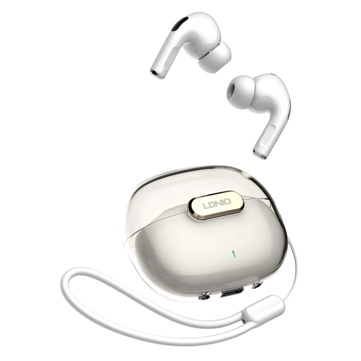 LDNIO earphones με θήκη φόρτισης T02, True Wireless, HiFi, Φ13mm, λευκά - Image 1