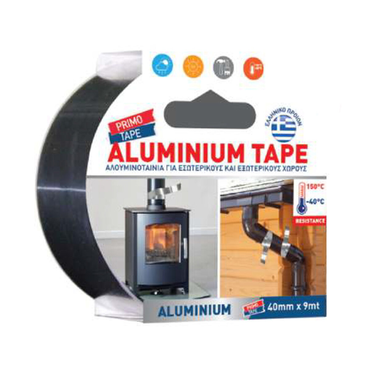 PRIMO TAPE αυτοκόλλητη ταινία αλουμινίου 5213000713596, 40mm x 9m - Image 2