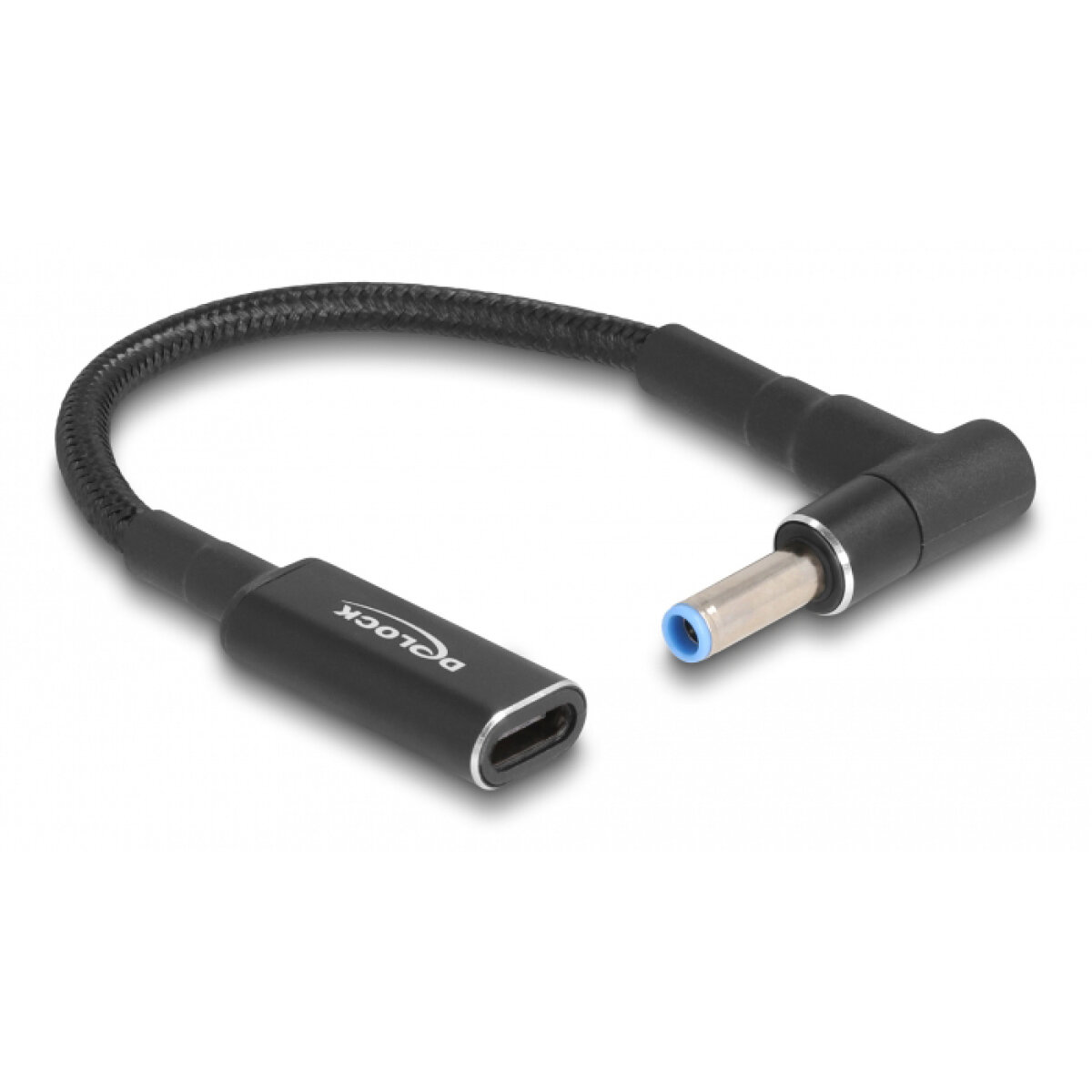 60031 DELOCK καλώδιο τροφοδοσίας 60031, USB-C σε HP 4.5x3.0mm, 15cm, μαύρο - Image 1
