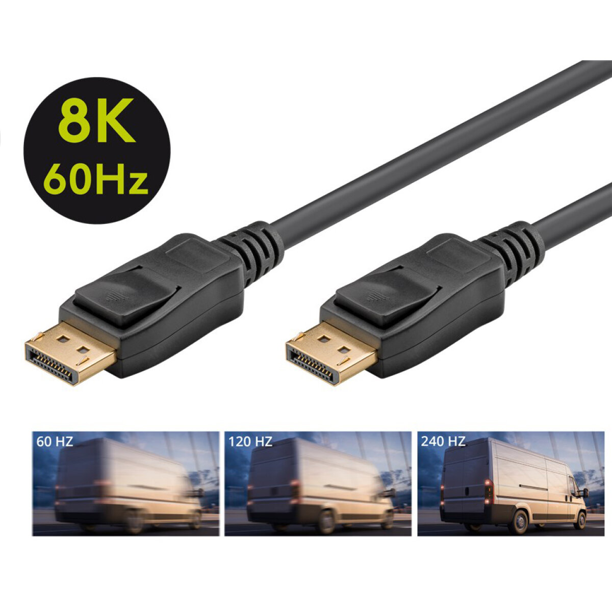 61699-3 GOOBAY καλώδιο DisplayPort 61699, 8K/60Hz, 32.4 Gbps, 5m, μαύρο - Image 2
