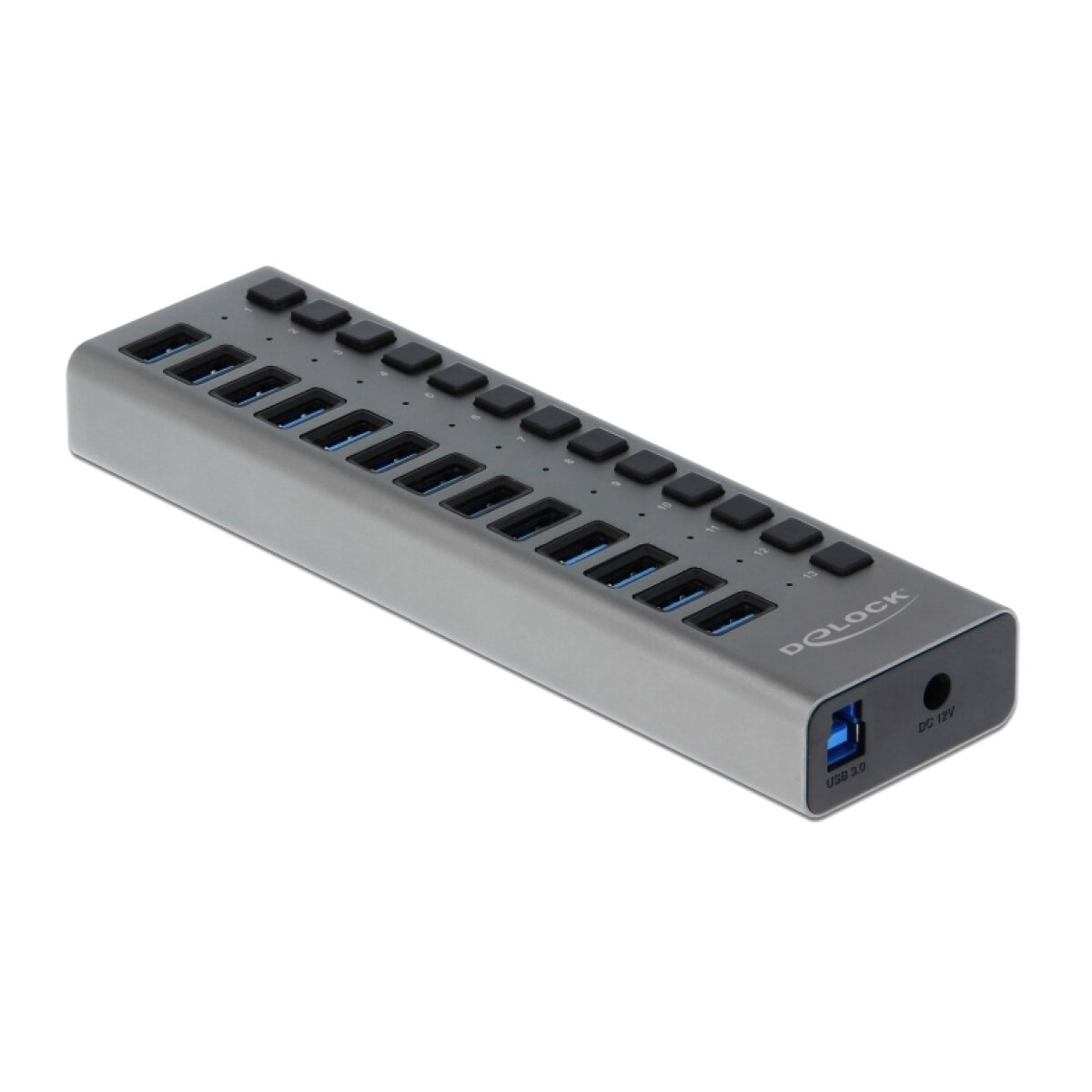 DELOCK USB hub 63738 με διακόπτες, 13x θυρών, 5Gbps, γκρι - Image 1