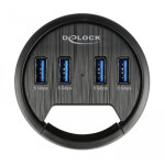 DELOCK USB hub 64153, 4x θυρών, 5Gbps, Φ60mm, USB σύνδεση, μαύρο - Image 3