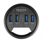 DELOCK USB hub 64153, 4x θυρών, 5Gbps, Φ60mm, USB σύνδεση, μαύρο - Image 3