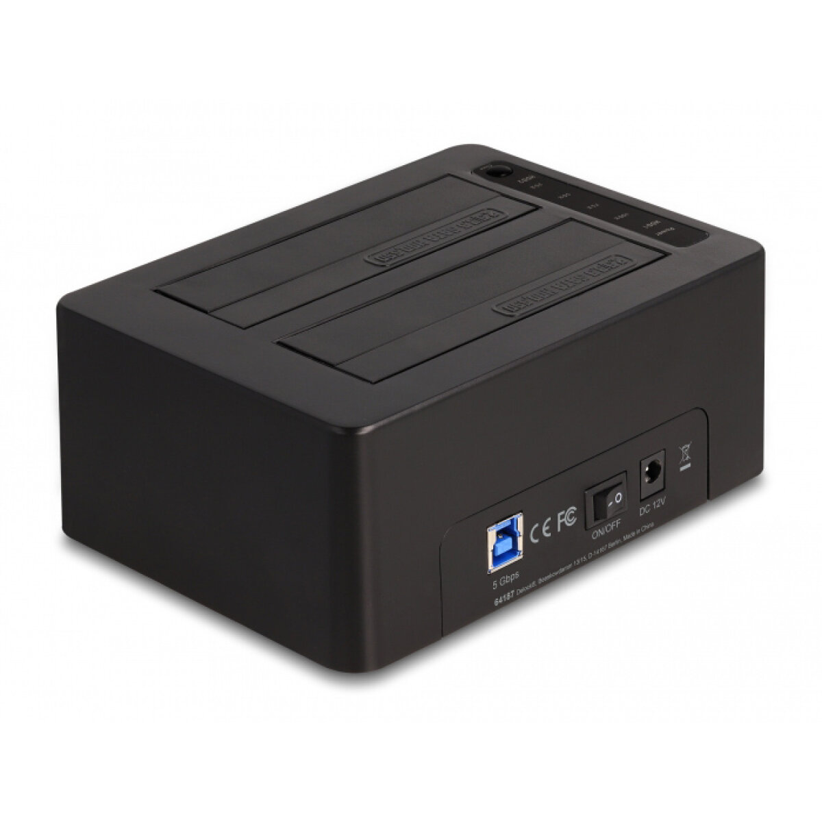 DELOCK docking station για 2.5" ή 3.5" SATA HDD/SSD 64187, 2 θέσεων, 5Gbps, clone/erase function, μαύρο - Image 4