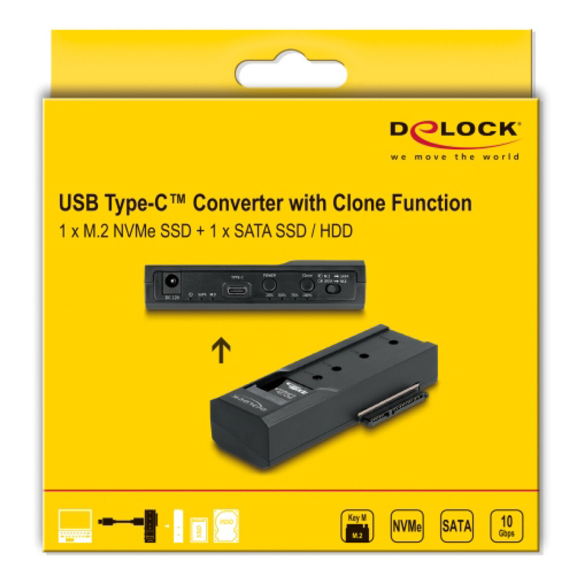 64252-4 DELOCK docking station για M.2 NVMe/SATA ή 2.5"/3.5" SSD/HDD 64252, 10Gbps, clone function, μαύρο - Image 5