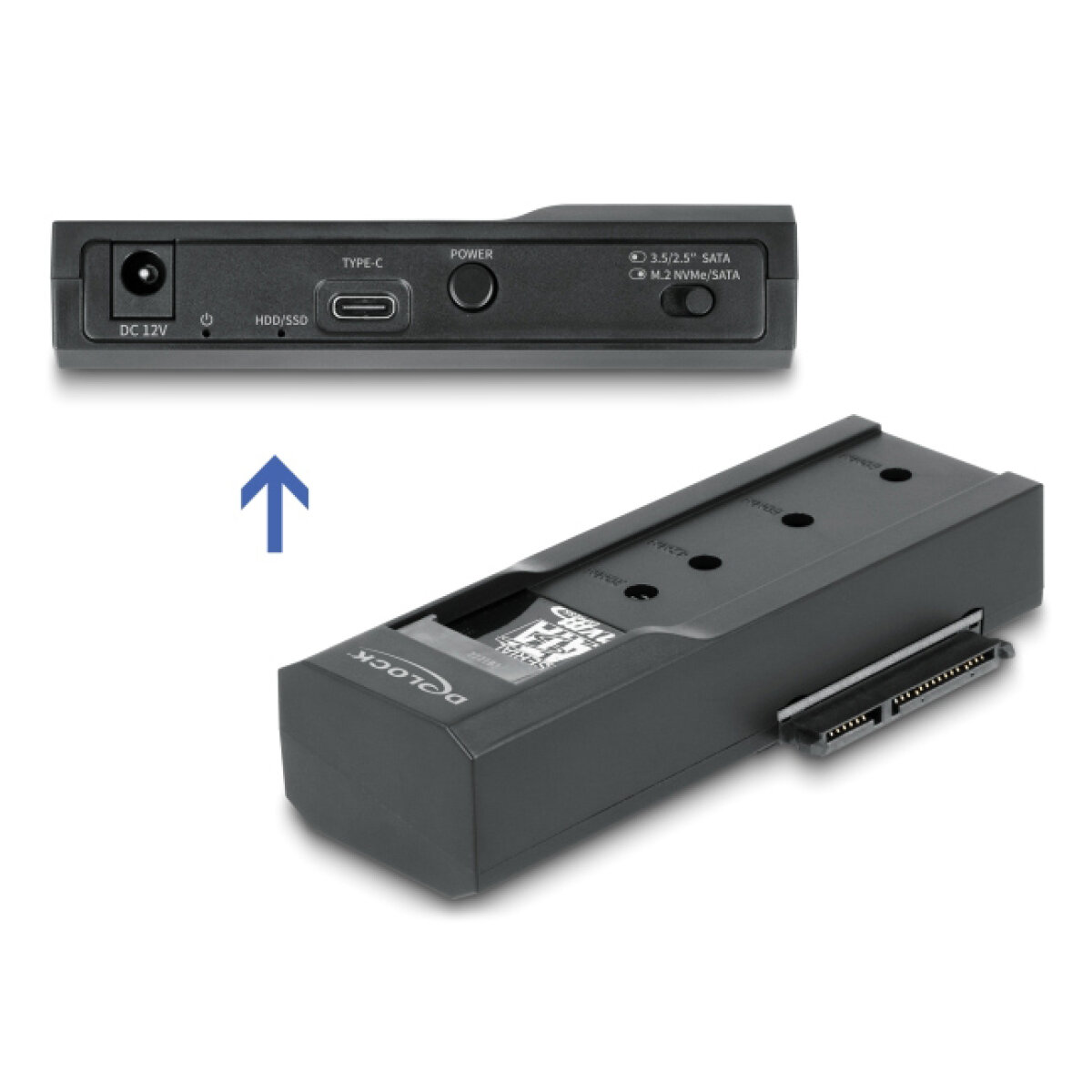 DELOCK docking station για M.2 NVMe/SATA ή 2.5"/3.5" SSD/HDD 64253, 10Gbps, μαύρο - Image 1