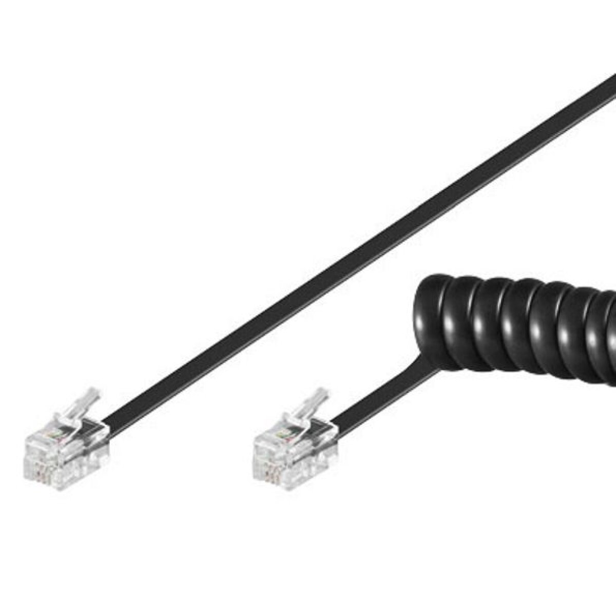 68002 GOOBAY καλώδιο τηλεφώνου 68002, spiral, RJ10 4P4C, CCA, 4m, μαύρο - Image 1