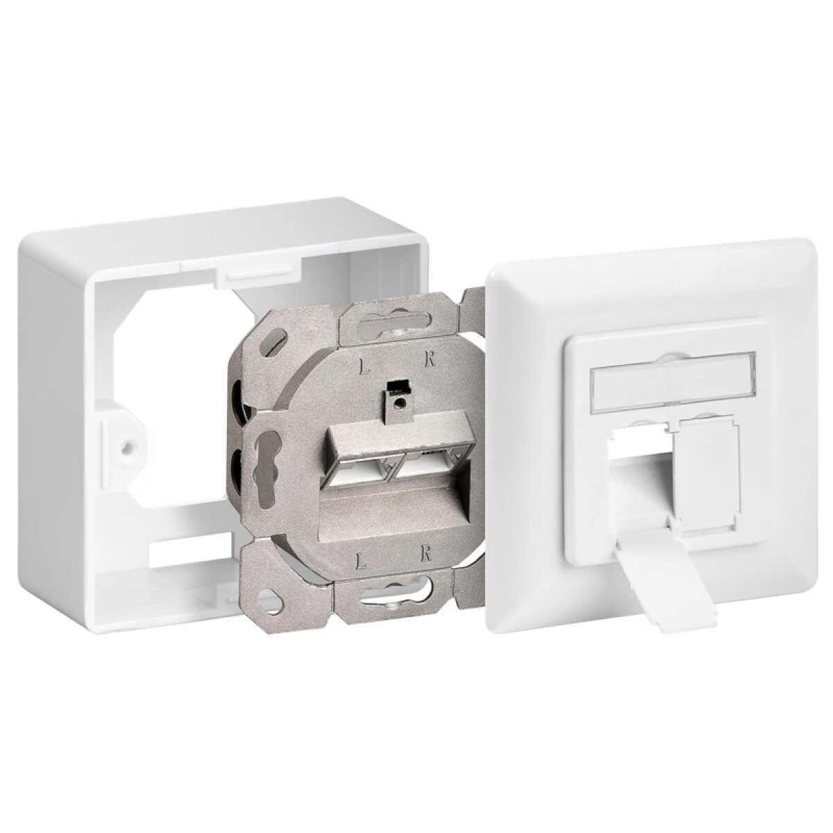 68244-1 GOOBAY επιτοίχια πρίζα CAT 6 68244, 2x RJ45, 80x80mm, λευκή - Image 2
