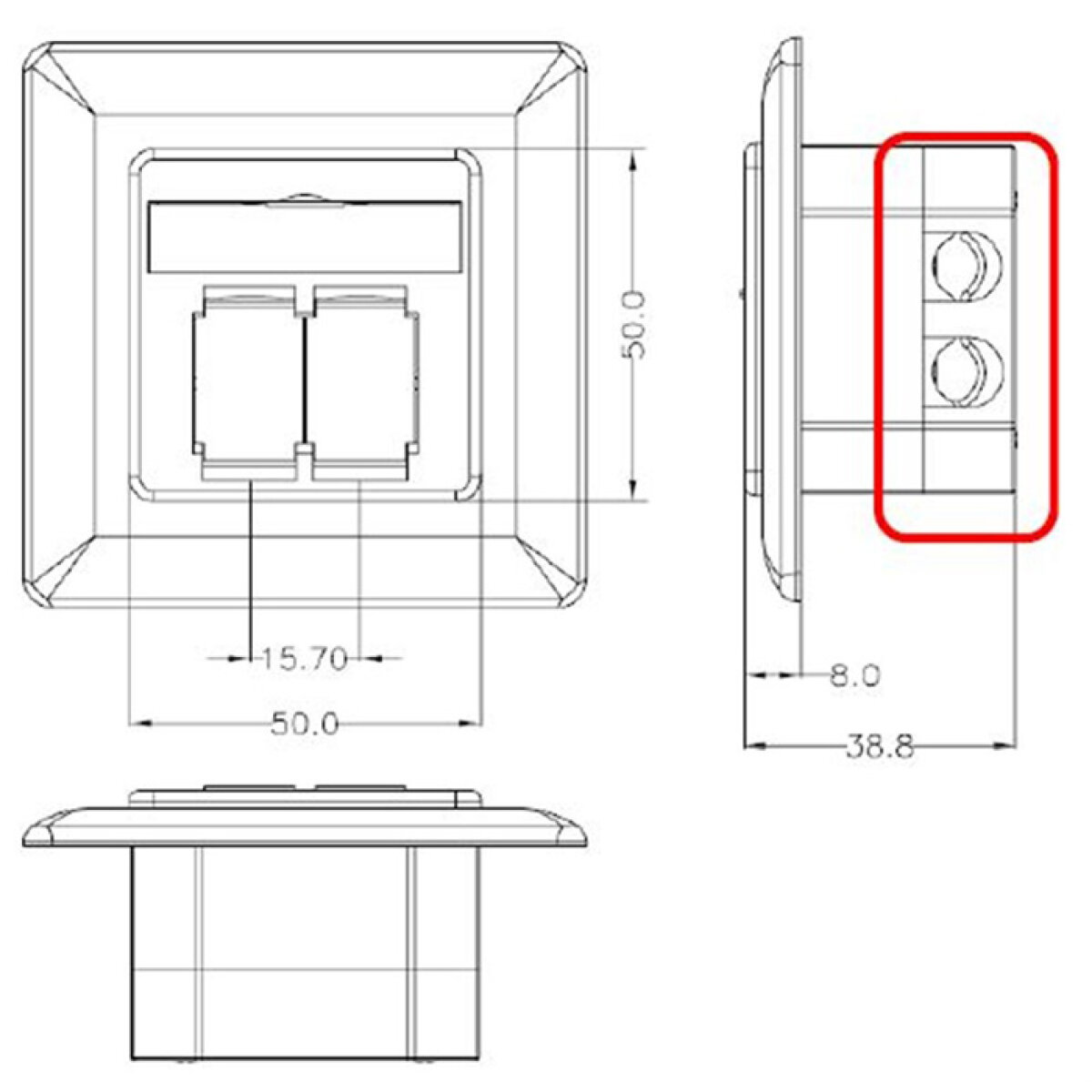 68244-3 GOOBAY επιτοίχια πρίζα CAT 6 68244, 2x RJ45, 80x80mm, λευκή - Image 4