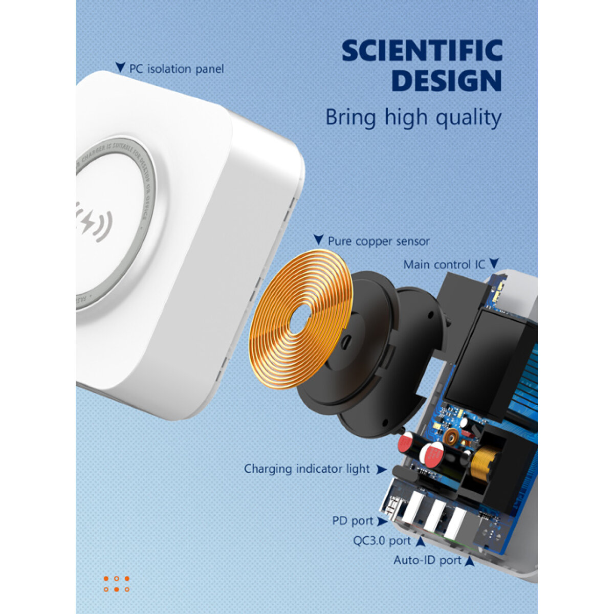 LDNIO σταθμός φόρτισης AW004, USB-C/3x USB/wireless, 32W, PD/QC, λευκός - Image 8