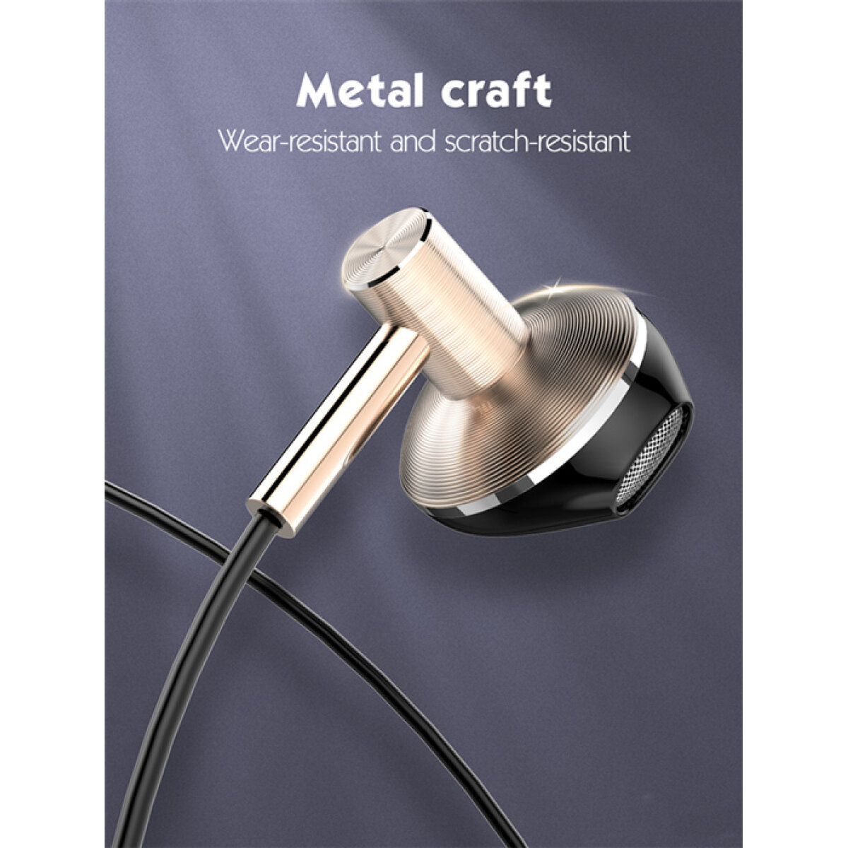 LDNIO earphones με μικρόφωνο HP09, 3.5mm σύνδεση, Φ13mm, 1.2m, ροζ χρυσό - Image 2