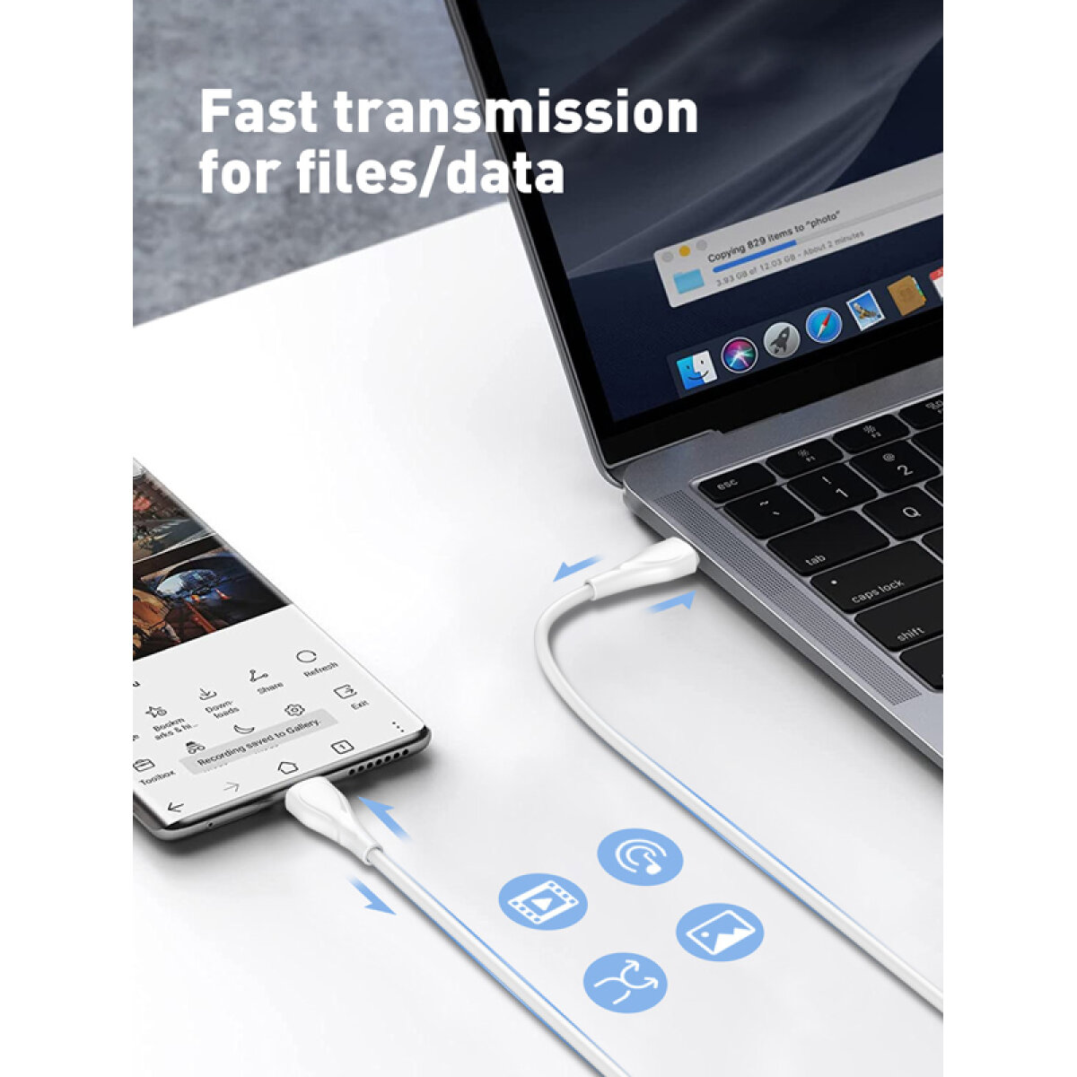 LDNIO καλώδιο USB-C σε USB-C LC611C, 65W PD, 1m, λευκό - Image 3