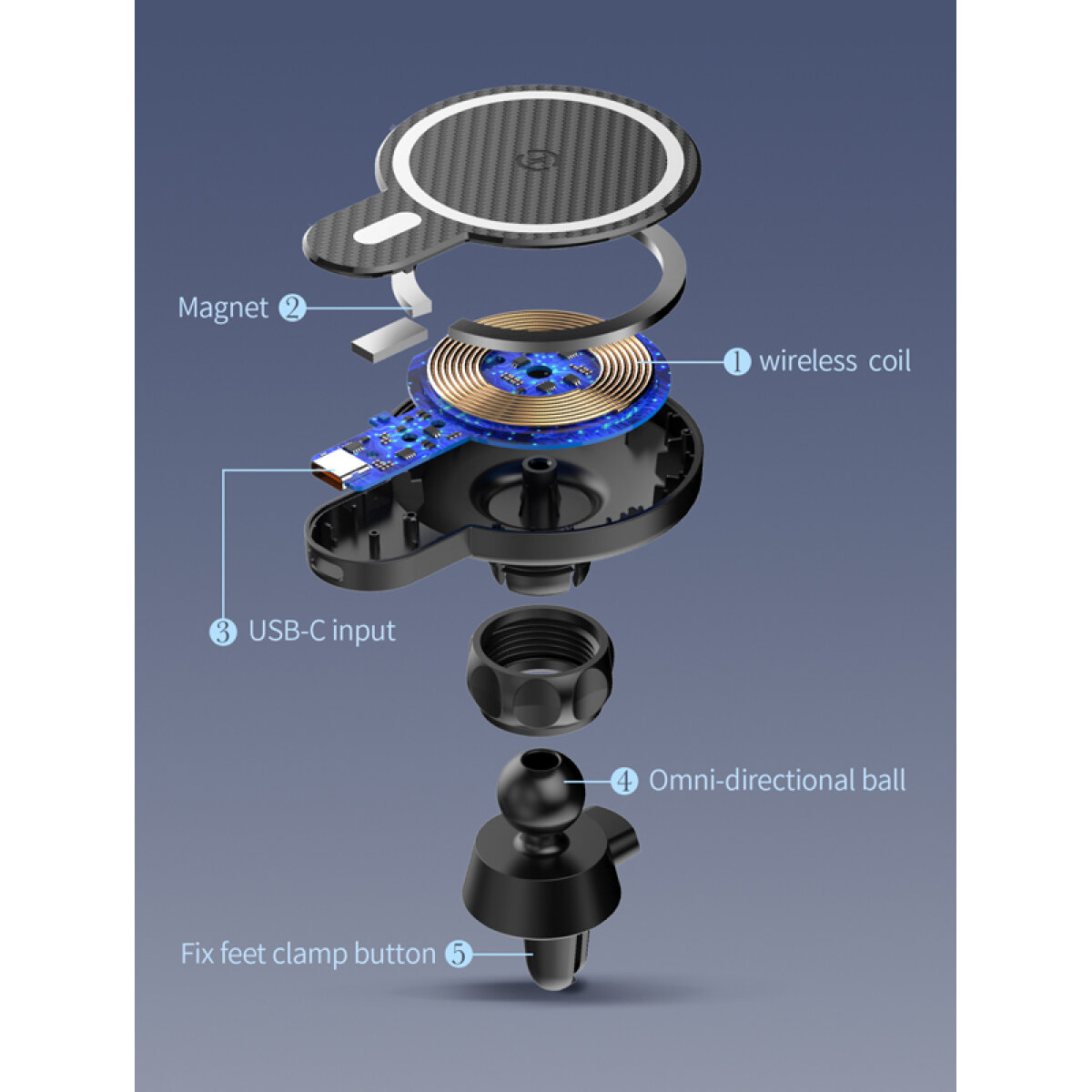 LDNIO ασύρματος φορτιστής & βάση αυτοκινήτου MA20, 15W, μαύρο - Image 6
