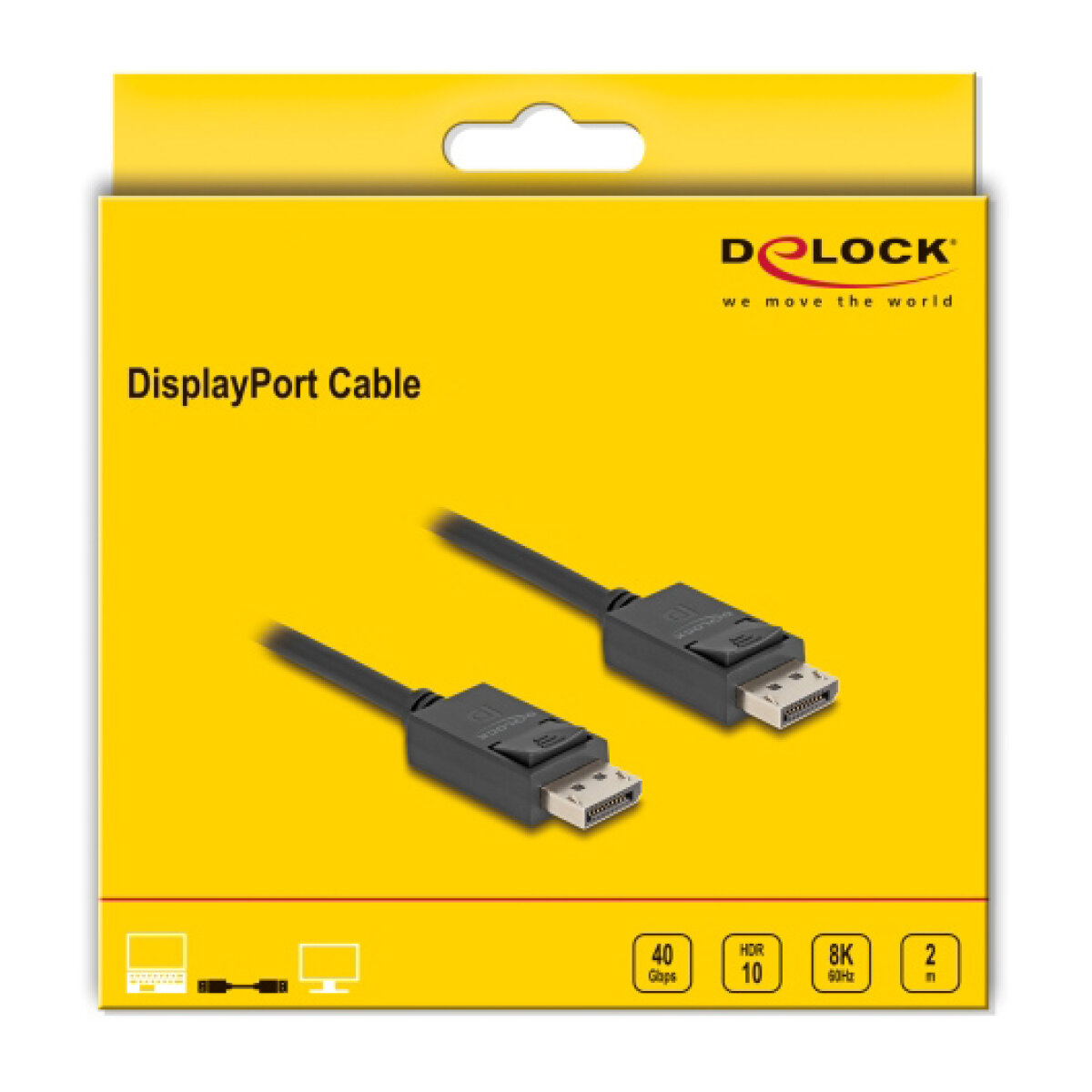 80493-2 DELOCK καλώδιο DisplayPort 2.1 80493 8K/60Hz 4K/120Hz 40 Gbps, 2m, μαύρο - Image 3