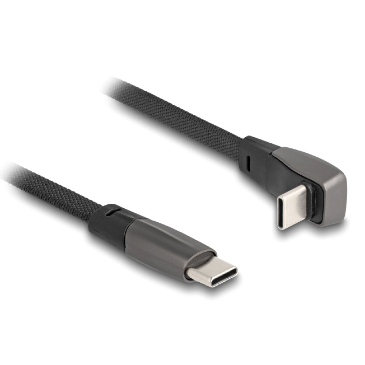 DELOCK καλώδιο USB-C 80751, 60W, flat, γωνιακό, 480 Mbps, 1m, μαύρο - Image 1