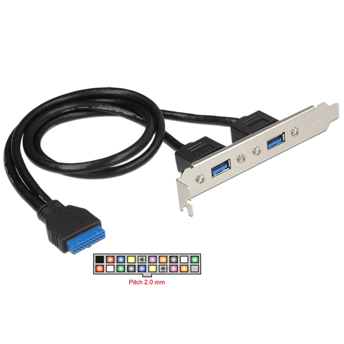 84836 DELOCK Cable USB 3.0 2x Type-A female σε 19pin header female - Image 1