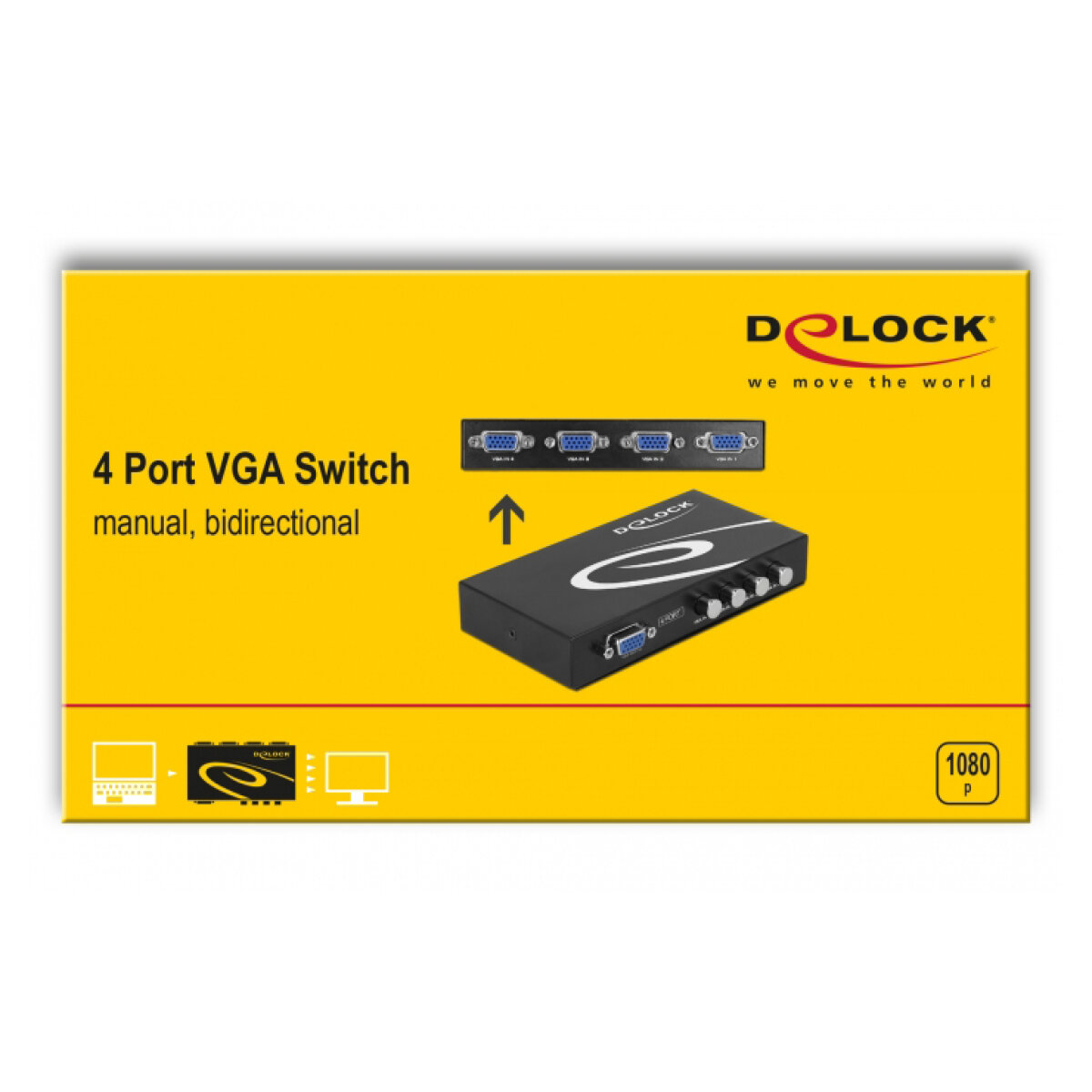 DELOCK VGA switch 87635, 4 σε 1, 1080p, bidirectional, μαύρο - Image 3
