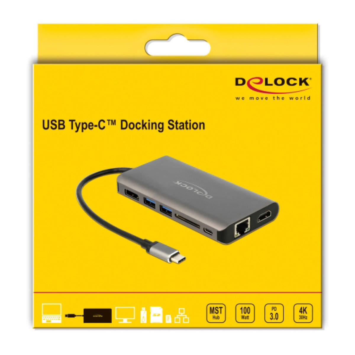 87683-2 DELOCK docking station 87683, 7 θύρες, USB-C, 100W PD, 4K, MST, γκρι - Image 3