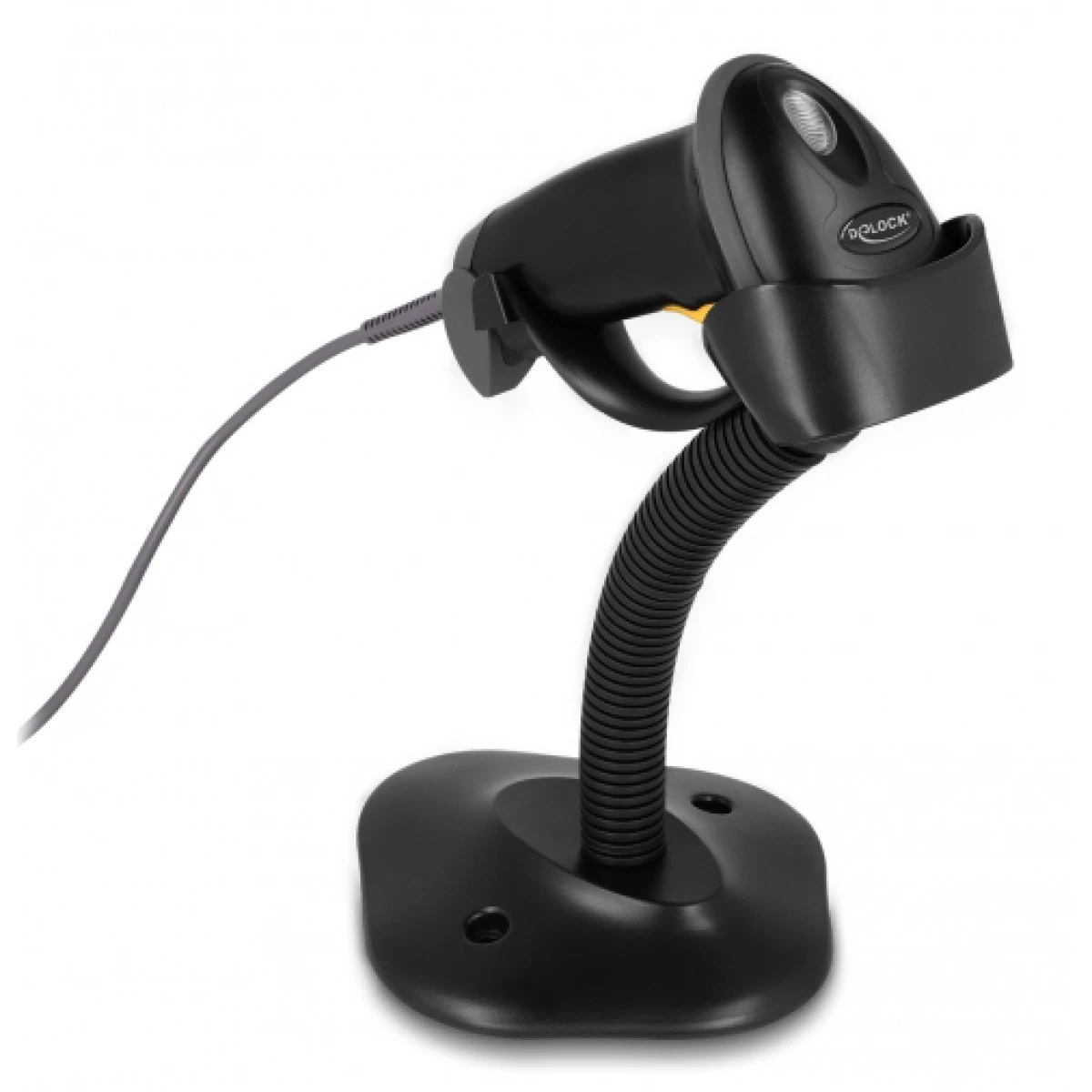 DELOCK USB barcode scanner 1D 90584, με καλώδιο σύνδεσης & βάση, μαύρο - Image 1