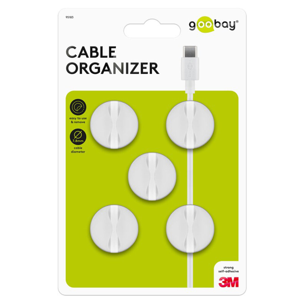 GOOBAY οργανωτές καλωδίων σιλικόνης 95183, 1 θέση, Φ7.8mm, λευκό, 5τμχ - Image 4