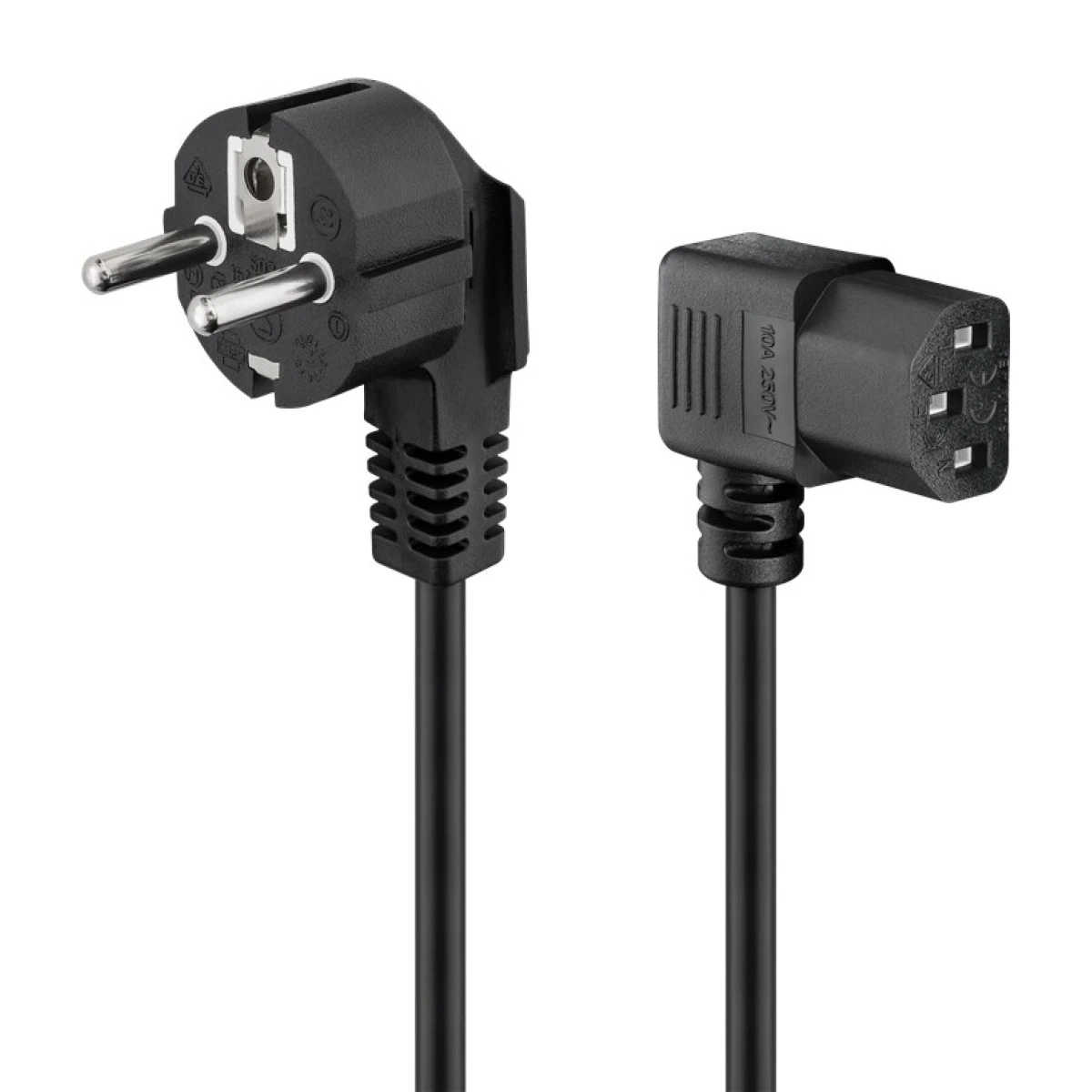 GOOBAY καλώδιο τροφοδοσίας 96032, γωνιακό, 1mm², 3m, μαύρο - Image 1