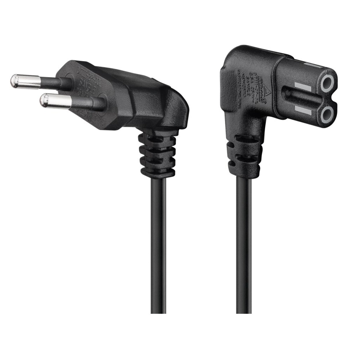 97354 GOOBAY καλώδιο τροφοδοσίας Euro 97354, γωνιακό, 2x0.75 mm², 3m, μαύρο - Image 1