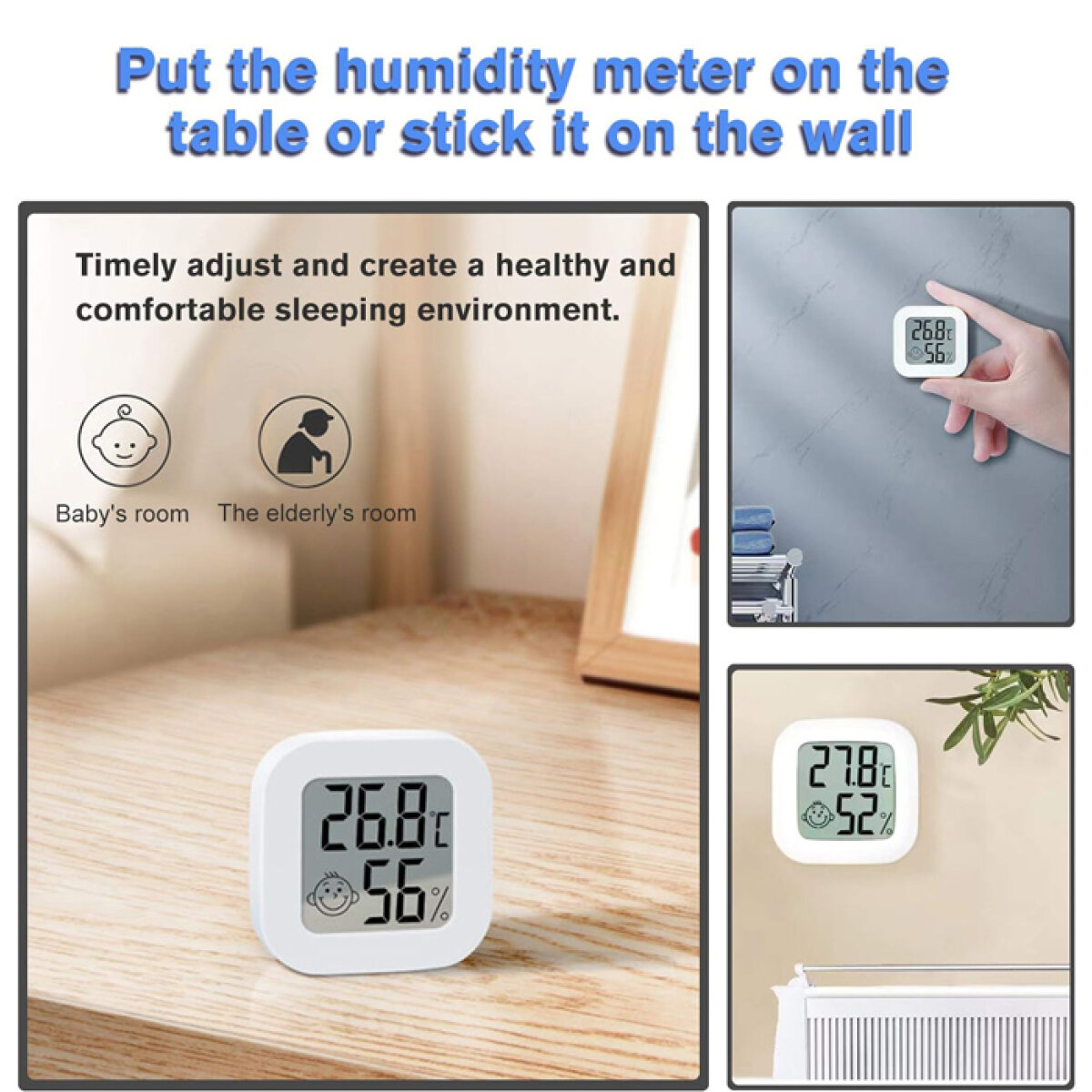 Μίνι ψηφιακό θερμόμετρο & υγρασιόμετρο AG355A, λευκό - Image 2