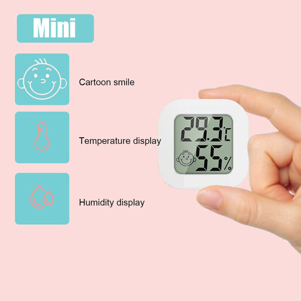 Μίνι ψηφιακό θερμόμετρο & υγρασιόμετρο AG355A, λευκό - Image 3