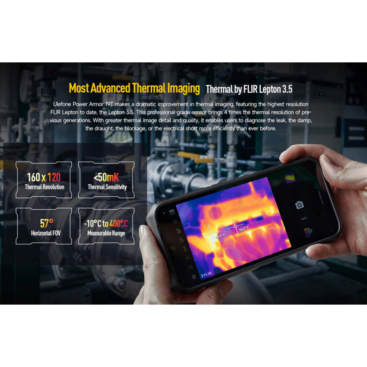 ULEFONE smartphone Power Armor 19T, 6.58", 12/256GB, 9600mAh, IP68/IP69K, μαύρο - Image 5