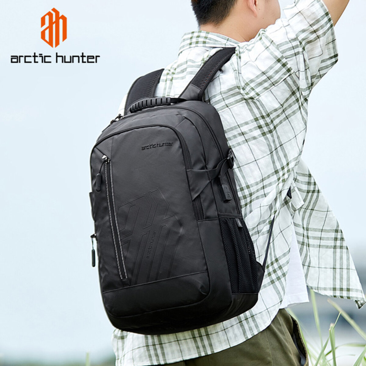 B00387-BK-4 ARCTIC HUNTER τσάντα πλάτης B00387 με θήκη laptop 15.6", 26L, USB, μαύρη - Image 5