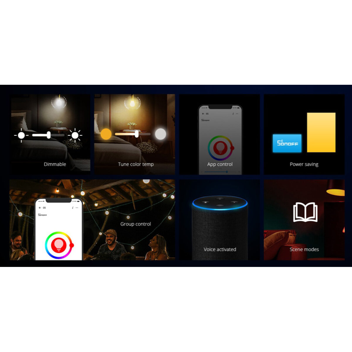 SONOFF smart λάμπα LED B02-B-A60, Wi-Fi, 9W, E27, 2700K-6500K - Image 2