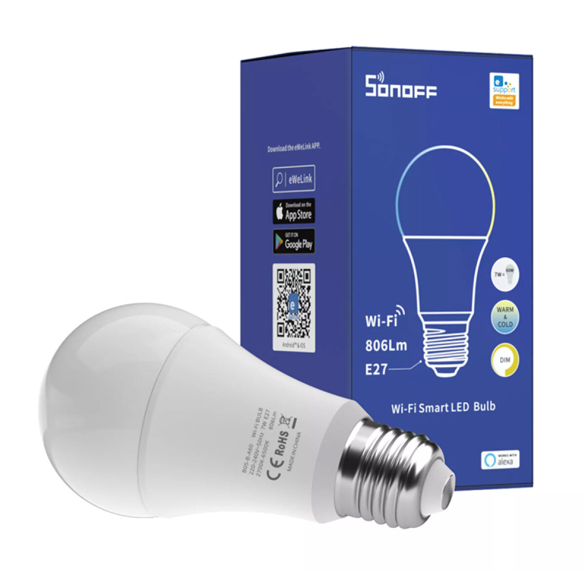 SONOFF smart λάμπα LED B02-B-A60, Wi-Fi, 9W, E27, 2700K-6500K - Image 3